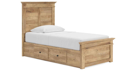 Makidern Tan Twin Panel Storage Bed by Ashley at Eve Furniture