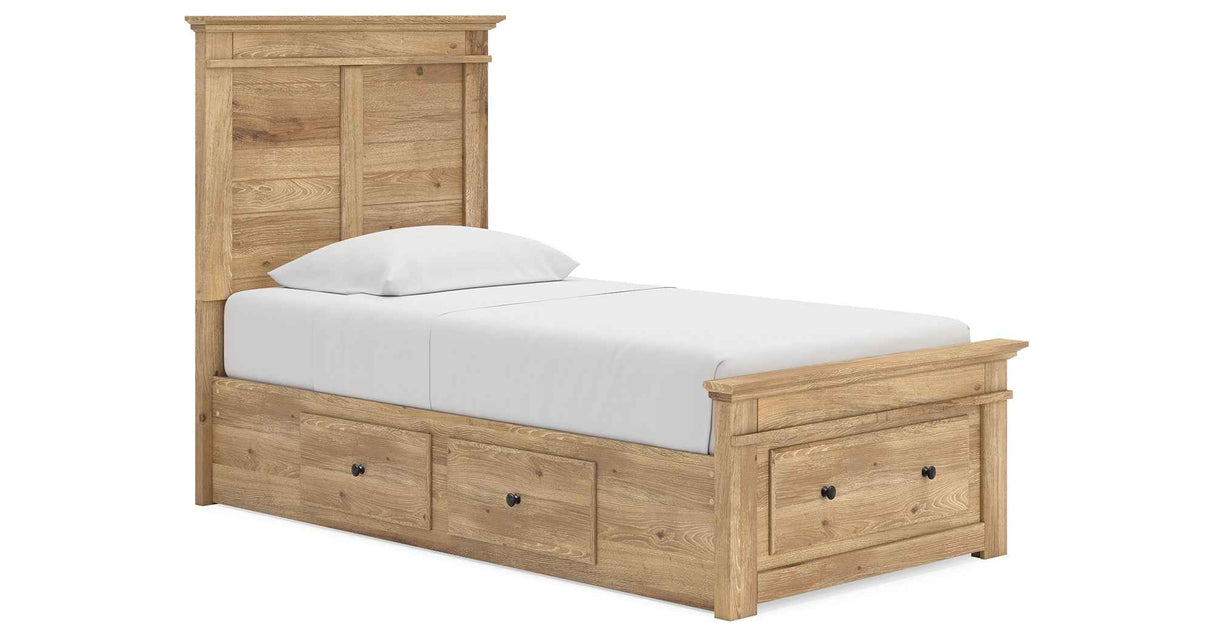 Makidern Tan Twin Panel Storage Bed by Ashley at Eve Furniture