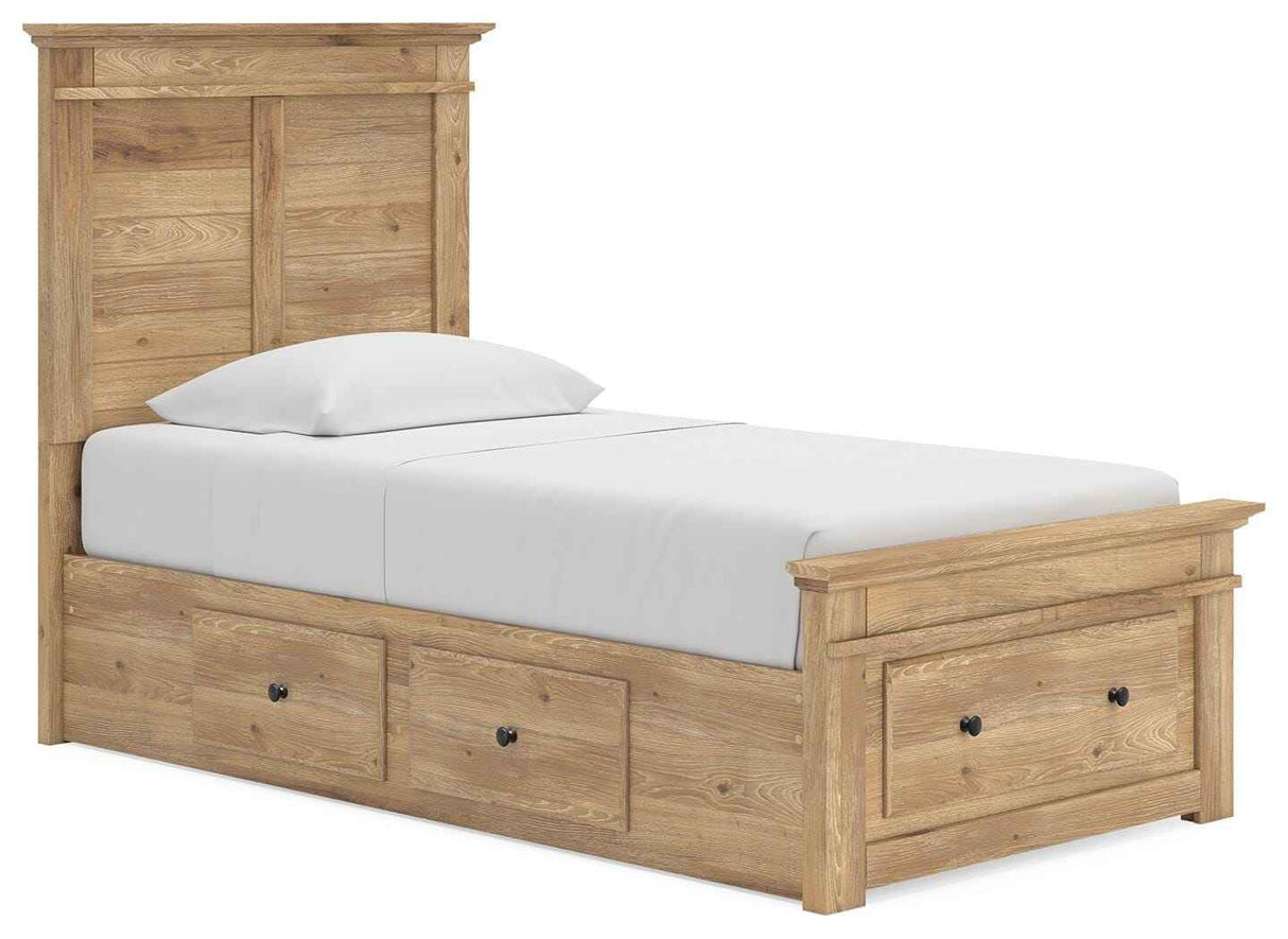 Makidern Tan Twin Panel Storage Bed by Ashley at Eve Furniture