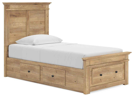 Makidern Tan Twin Panel Storage Bed by Ashley at Eve Furniture
