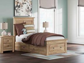 Makidern Tan Twin Panel Storage Bed by Ashley at Eve Furniture