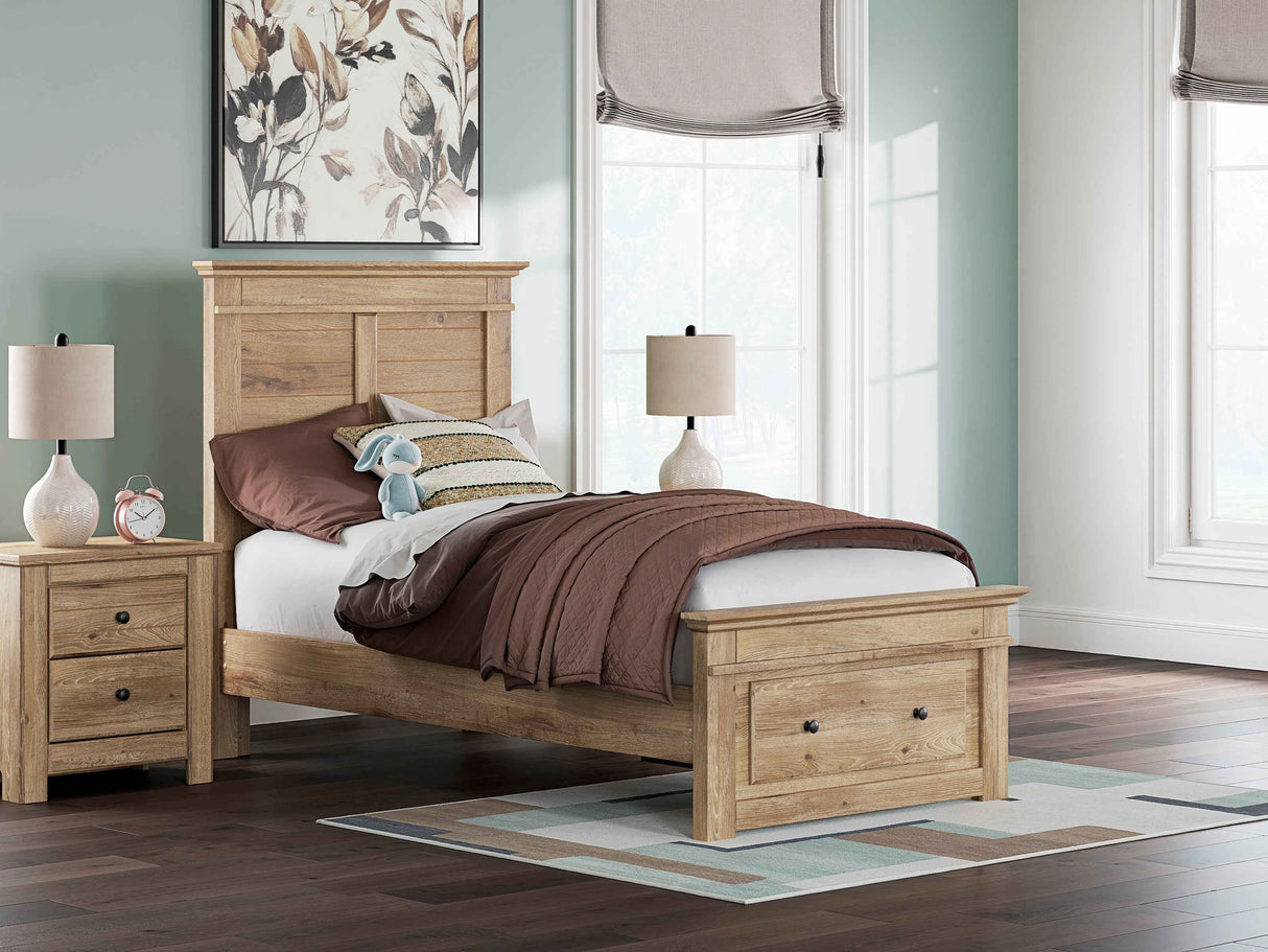 Makidern Tan Twin Panel Storage Bed by Ashley at Eve Furniture