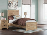 Makidern Tan Twin Panel Storage Bed by Ashley at Eve Furniture