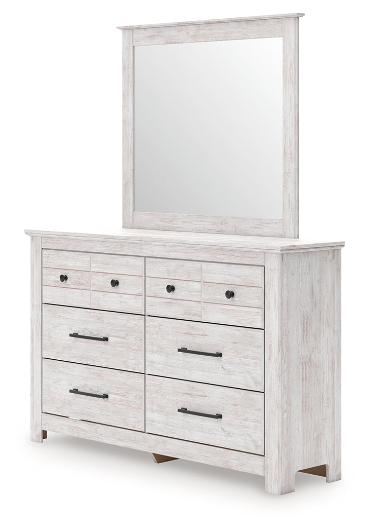Makidern Whitewash Dresser and Mirror by Ashley at Eve Furniture