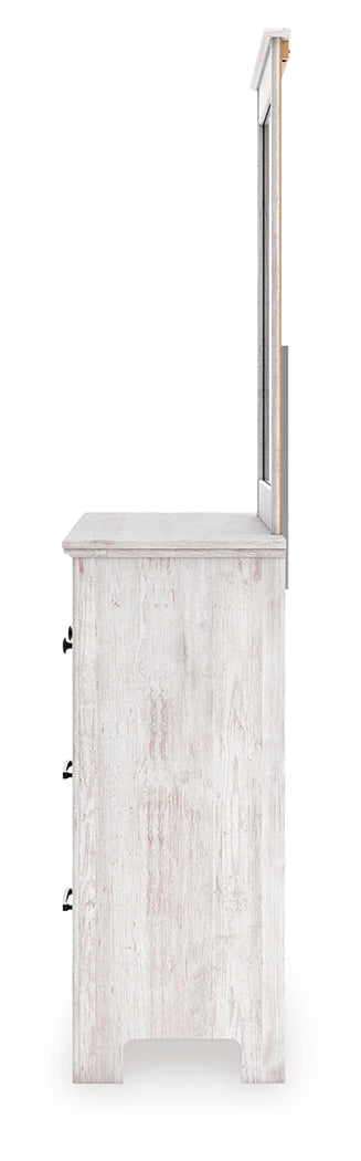 Makidern Whitewash Dresser and Mirror by Ashley at Eve Furniture