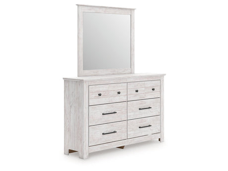 Makidern Whitewash Dresser and Mirror by Ashley at Eve Furniture