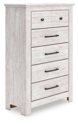 Makidern Whitewash Five Drawer Chest by Ashley at Eve Furniture