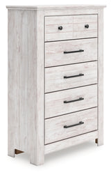 Makidern Whitewash Five Drawer Chest by Ashley at Eve Furniture