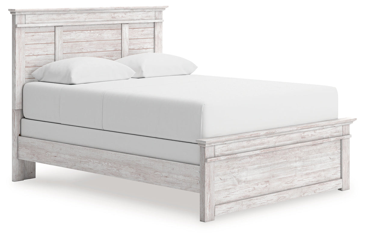 Makidern Whitewash Queen Panel Bed, Dresser and Mirror by Ashley at Eve Furniture