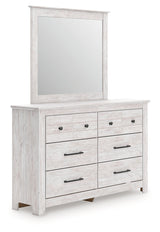 Makidern Whitewash Queen Panel Bed, Dresser and Mirror by Ashley at Eve Furniture