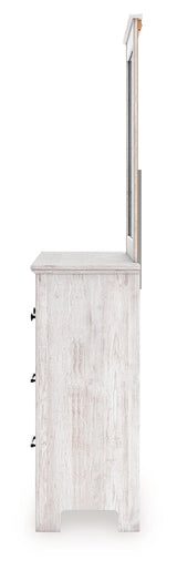Makidern Whitewash Queen Panel Bed, Dresser and Mirror by Ashley at Eve Furniture