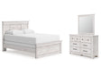 Makidern Whitewash Queen Panel Bed, Dresser and Mirror by Ashley at Eve Furniture