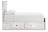 Makidern Whitewash Queen Panel Bed with Storage, Dresser and Mirror by Ashley at Eve Furniture