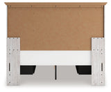 Makidern Whitewash Queen Panel Bed with Storage, Dresser and Mirror by Ashley at Eve Furniture