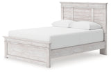 Makidern Whitewash Queen Panel Bed with Storage, Dresser and Mirror by Ashley at Eve Furniture