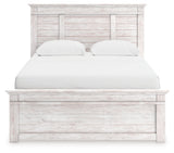 Makidern Whitewash Queen Panel Bed with Storage, Dresser and Mirror by Ashley at Eve Furniture