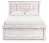 Makidern Whitewash Queen Panel Bed with Storage, Dresser and Mirror by Ashley at Eve Furniture