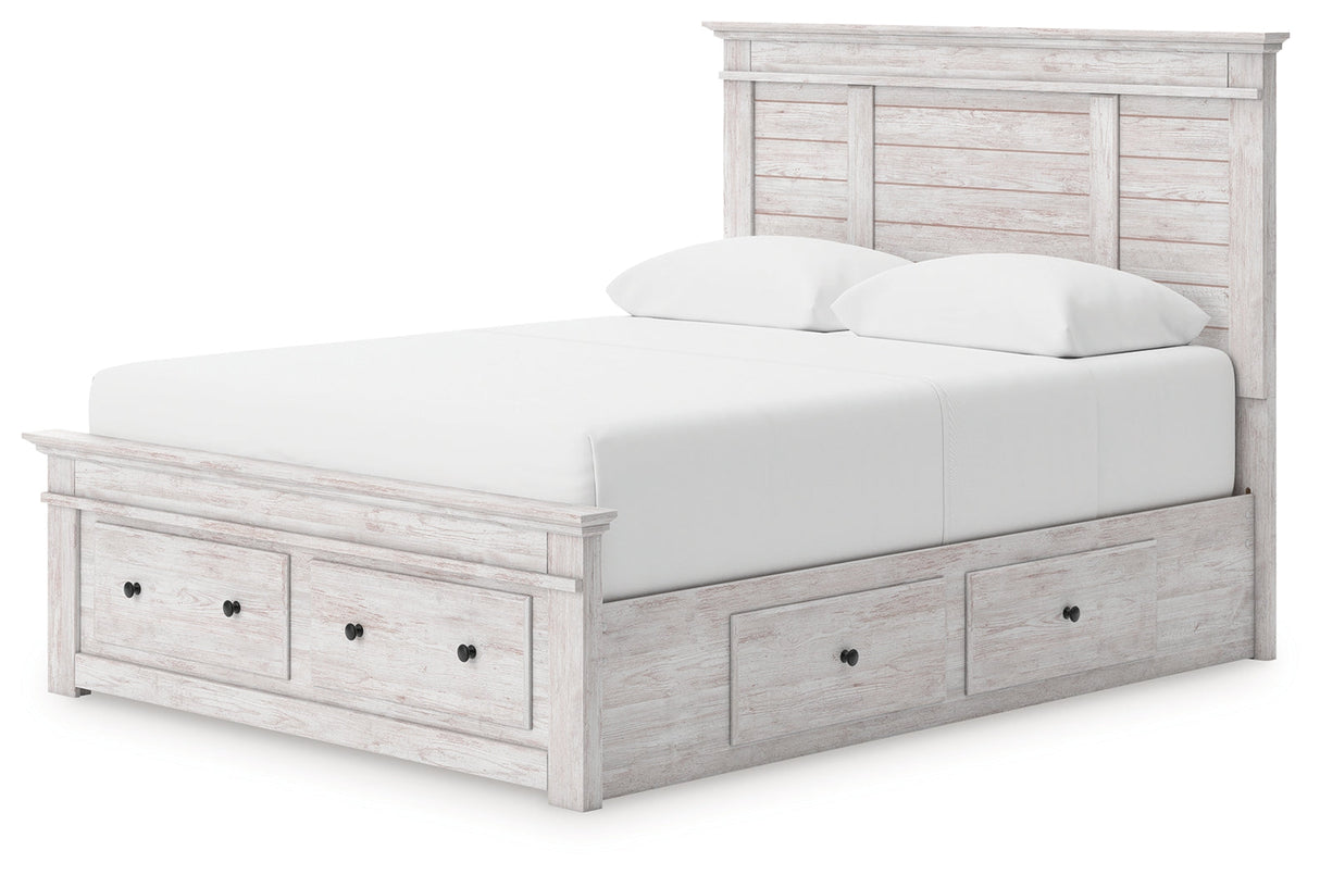 Makidern Whitewash Queen Panel Storage Bed by Ashley at Eve Furniture