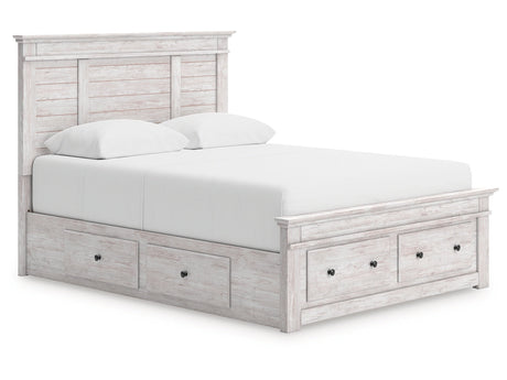 Makidern Whitewash Queen Panel Storage Bed by Ashley at Eve Furniture
