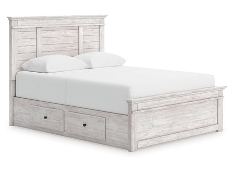 Makidern Whitewash Queen Panel Storage Bed by Ashley at Eve Furniture