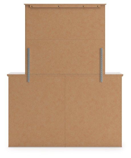 Makidern Whitewash Queen Panel Storage Bed, Dresser and Mirror by Ashley at Eve Furniture