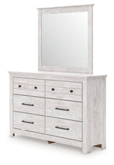 Makidern Whitewash Queen Panel Storage Bed, Dresser and Mirror by Ashley at Eve Furniture