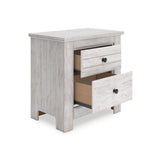 Makidern Whitewash Storage Panel Bedroom Set with 2 Footboard Drawers by Ashley at Eve Furniture