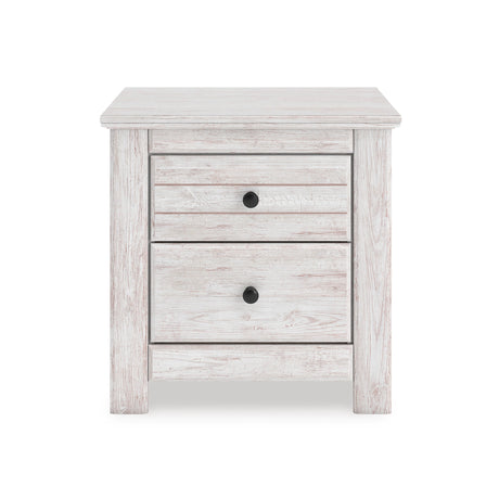 Makidern Whitewash Storage Panel Bedroom Set with 2 Footboard Drawers by Ashley at Eve Furniture