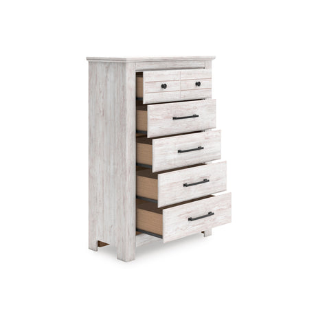 Makidern Whitewash Storage Panel Bedroom Set with 2 Footboard Drawers by Ashley at Eve Furniture