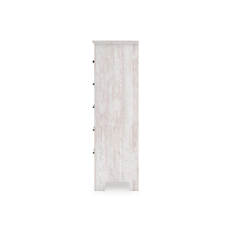 Makidern Whitewash Storage Panel Bedroom Set with 2 Footboard Drawers by Ashley at Eve Furniture