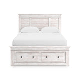 Makidern Whitewash Storage Panel Bedroom Set with 2 Footboard Drawers by Ashley at Eve Furniture