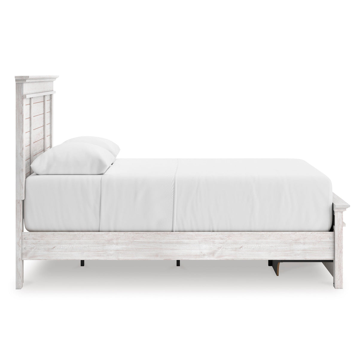 Makidern Whitewash Storage Panel Bedroom Set with 2 Footboard Drawers by Ashley at Eve Furniture