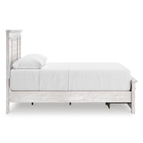 Makidern Whitewash Storage Panel Bedroom Set with 2 Footboard Drawers by Ashley at Eve Furniture