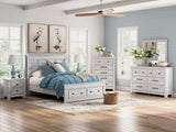 Makidern Whitewash Storage Panel Bedroom Set with 2 Footboard Drawers by Ashley at Eve Furniture