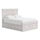 Makidern Whitewash Storage Panel Bedroom Set with 4 Drawers by Ashley at Eve Furniture