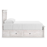 Makidern Whitewash Storage Panel Bedroom Set with 4 Drawers by Ashley at Eve Furniture
