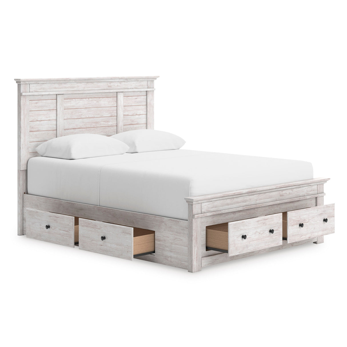 Makidern Whitewash Storage Panel Bedroom Set with 4 Drawers by Ashley at Eve Furniture