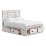Makidern Whitewash Storage Panel Bedroom Set with 4 Drawers by Ashley at Eve Furniture