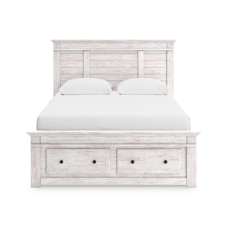 Makidern Whitewash Storage Panel Bedroom Set with 4 Drawers by Ashley at Eve Furniture