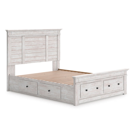 Makidern Whitewash Storage Panel Bedroom Set with 4 Drawers by Ashley at Eve Furniture