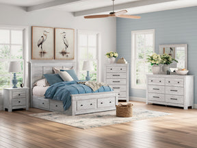 Makidern Whitewash Storage Panel Bedroom Set with 4 Drawers by Ashley at Eve Furniture