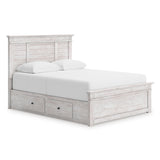 Makidern Whitewash Storage Panel Bedroom Set with 4 Side Drawers by Ashley at Eve Furniture