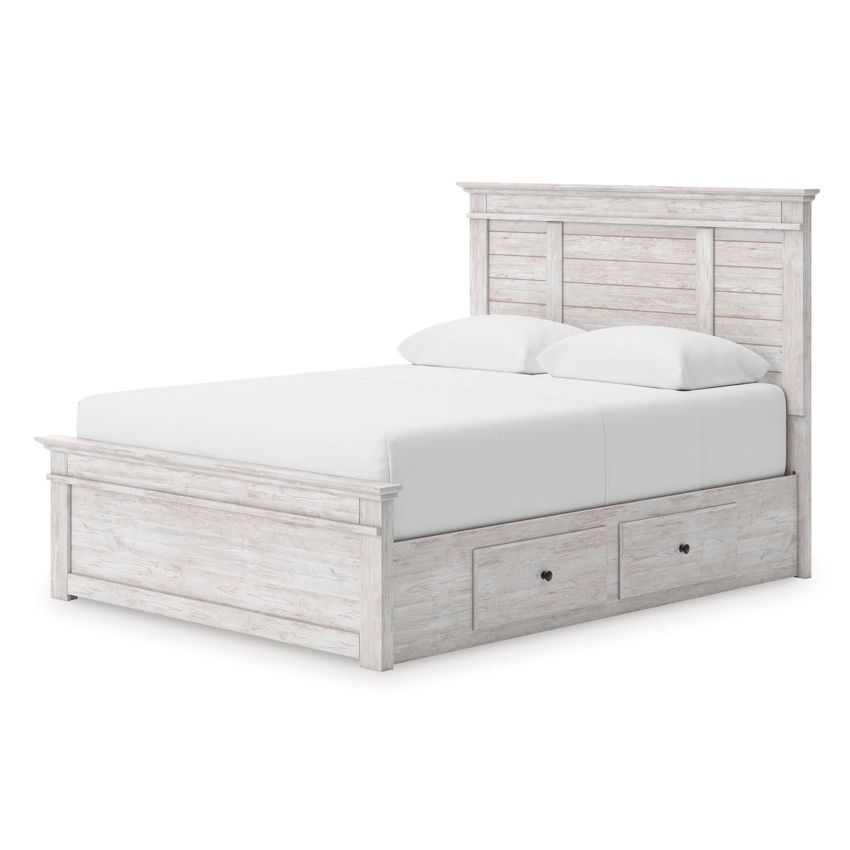 Makidern Whitewash Storage Panel Bedroom Set with 4 Side Drawers by Ashley at Eve Furniture