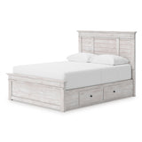 Makidern Whitewash Storage Panel Bedroom Set with 4 Side Drawers by Ashley at Eve Furniture
