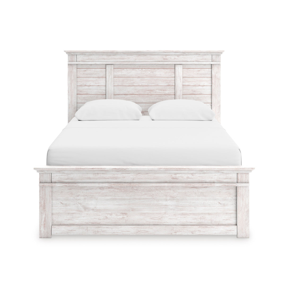 Makidern Whitewash Storage Panel Bedroom Set with 4 Side Drawers by Ashley at Eve Furniture