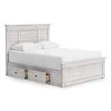 Makidern Whitewash Storage Panel Bedroom Set with 4 Side Drawers by Ashley at Eve Furniture