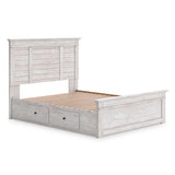 Makidern Whitewash Storage Panel Bedroom Set with 4 Side Drawers by Ashley at Eve Furniture