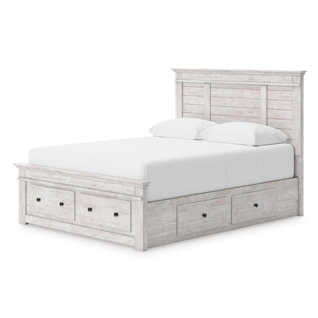 Makidern Whitewash Storage Panel Bedroom Set with 6 Drawers by Ashley at Eve Furniture