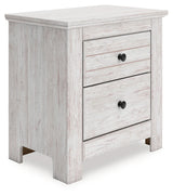 Makidern Whitewash Two Drawer Nightstand by Ashley at Eve Furniture
