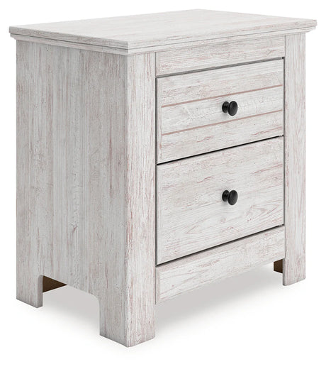 Makidern Whitewash Two Drawer Nightstand by Ashley at Eve Furniture